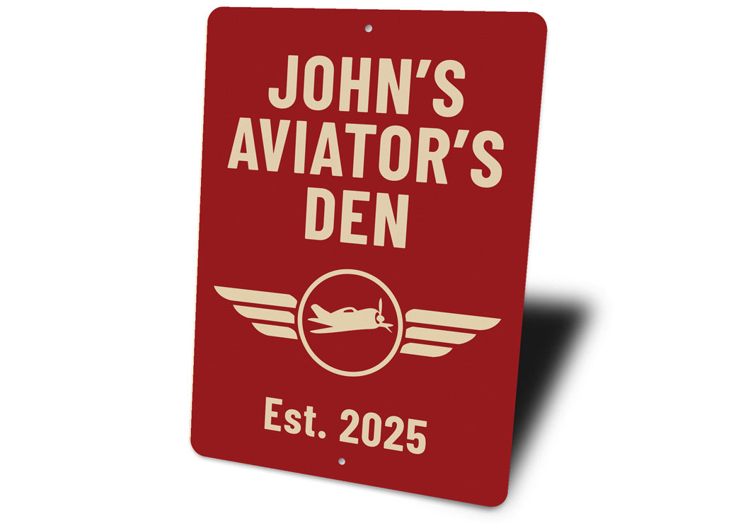 Personalized Aviator's Den Established Year Sign