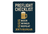 Custom Hangar Preflight Checklist Beer Wings Repeat Sign