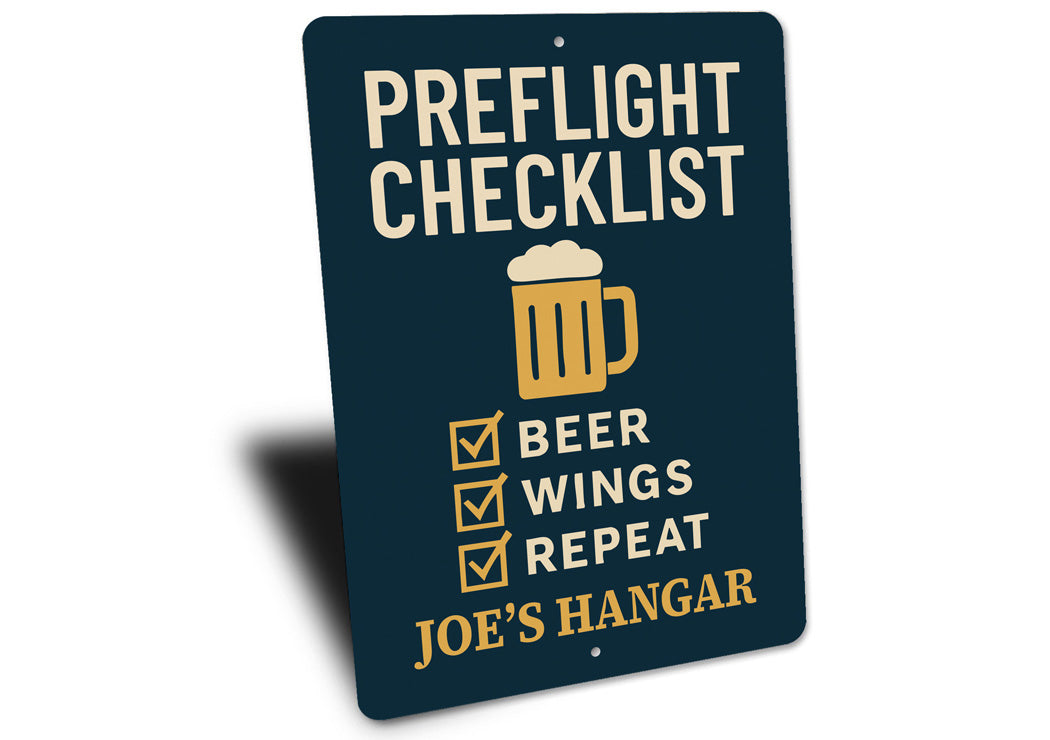 Custom Hangar Preflight Checklist Beer Wings Repeat Sign