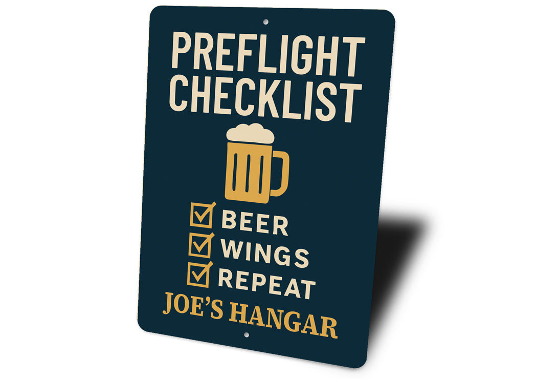 Custom Hangar Preflight Checklist Beer Wings Repeat Sign