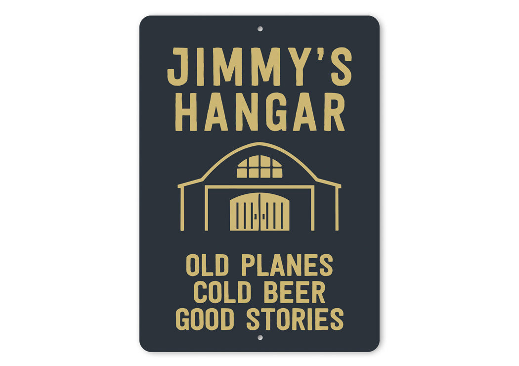 Personalized Hangar Old Planes Cold Beer Good Stories Sign