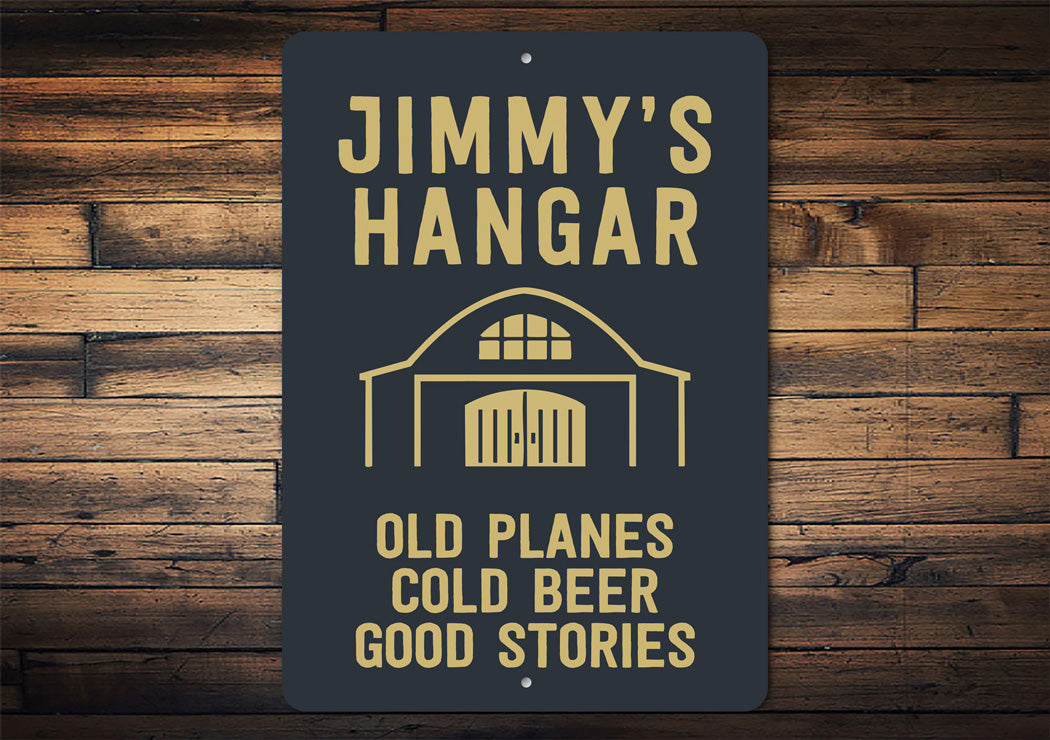Personalized Hangar Old Planes Cold Beer Good Stories Sign