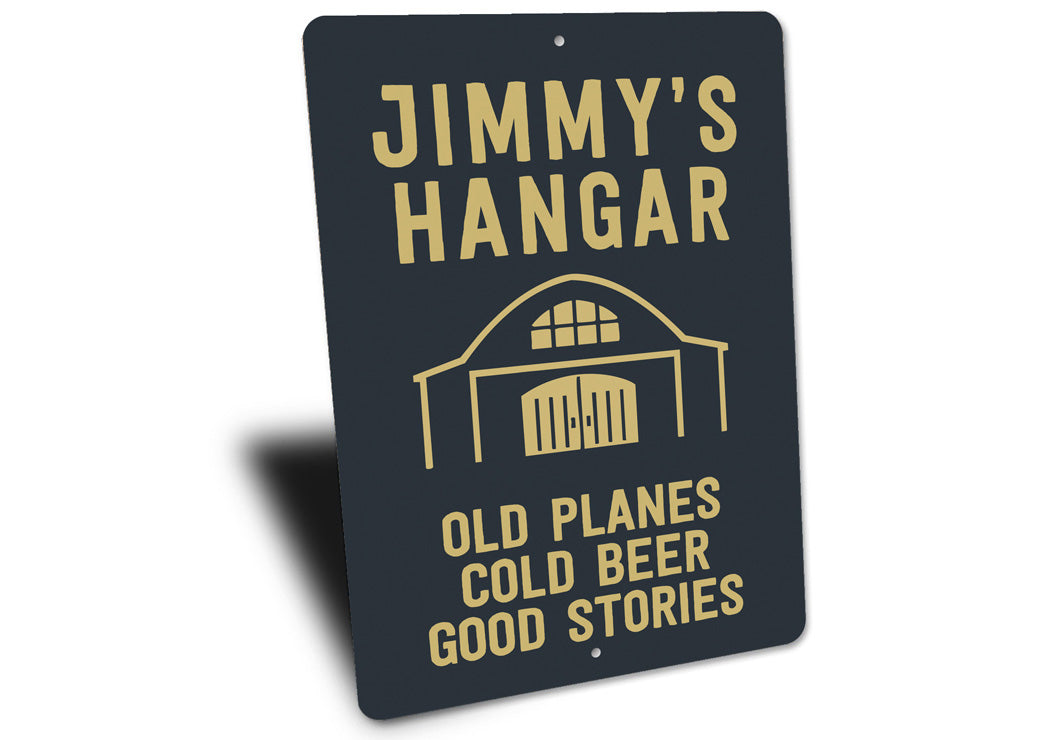 Personalized Hangar Old Planes Cold Beer Good Stories Sign