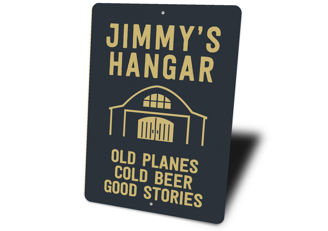 Personalized Hangar Old Planes Cold Beer Good Stories Sign