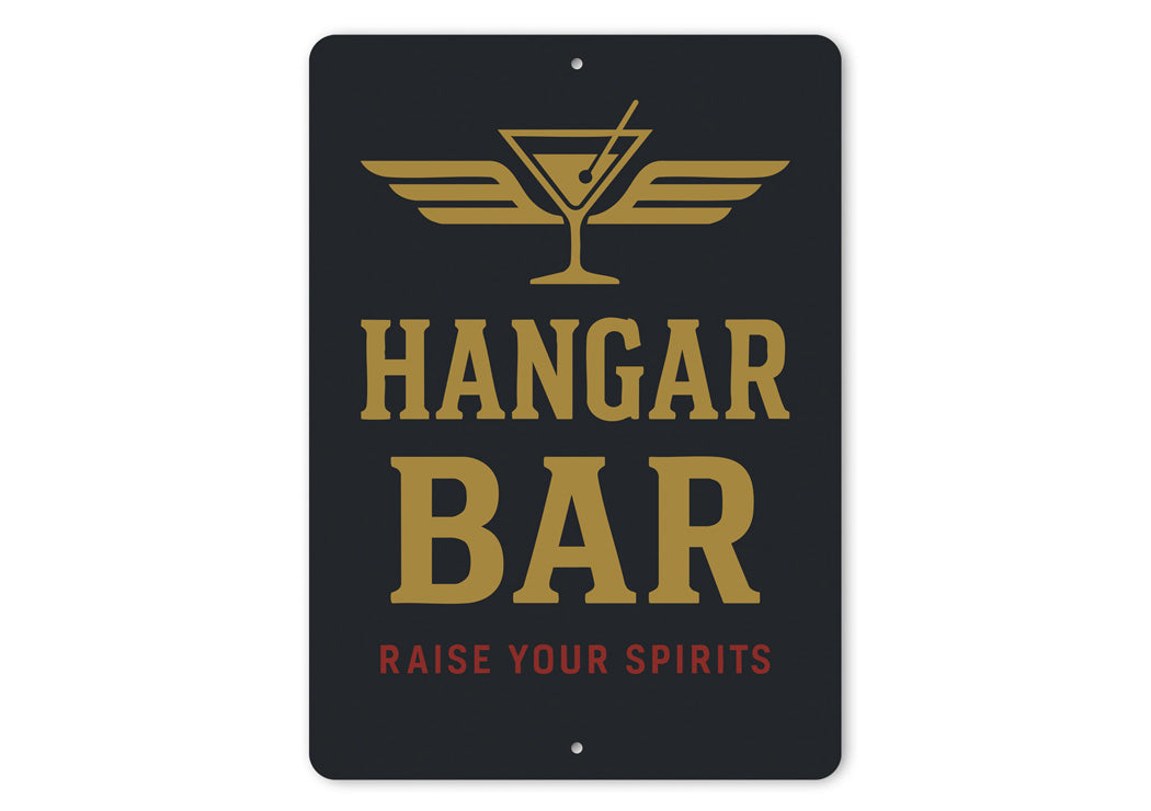 Hangar Bar Raise Your Spirits Cocktail With Wings Sign