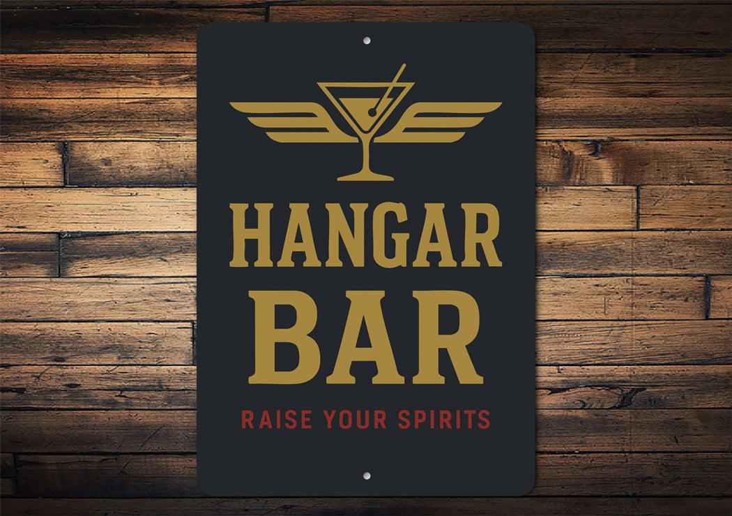 Hangar Bar Raise Your Spirits Cocktail With Wings Sign