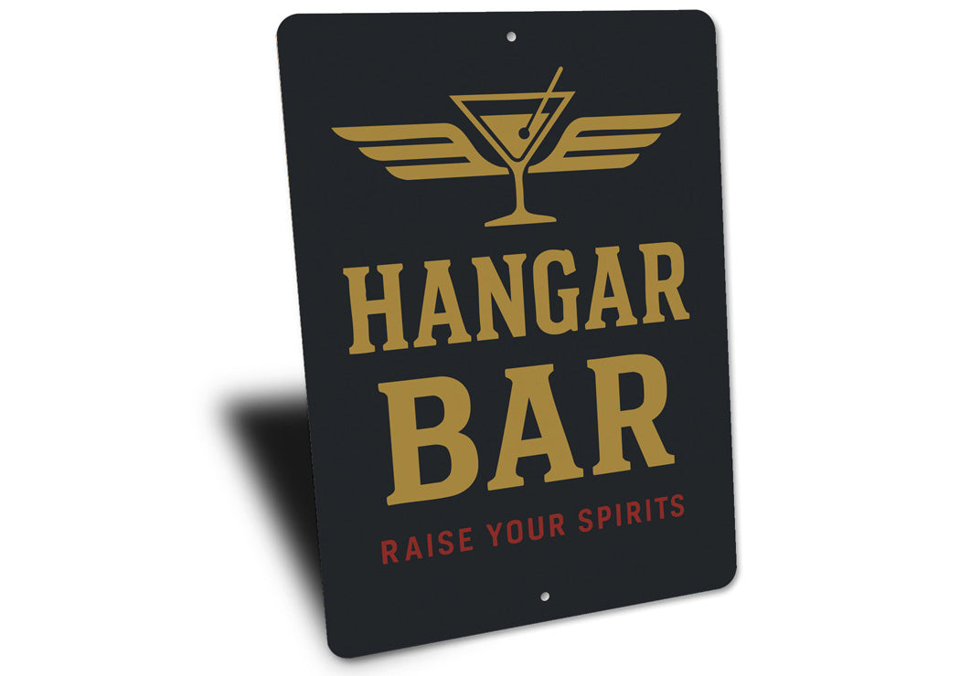 Hangar Bar Raise Your Spirits Cocktail With Wings Sign