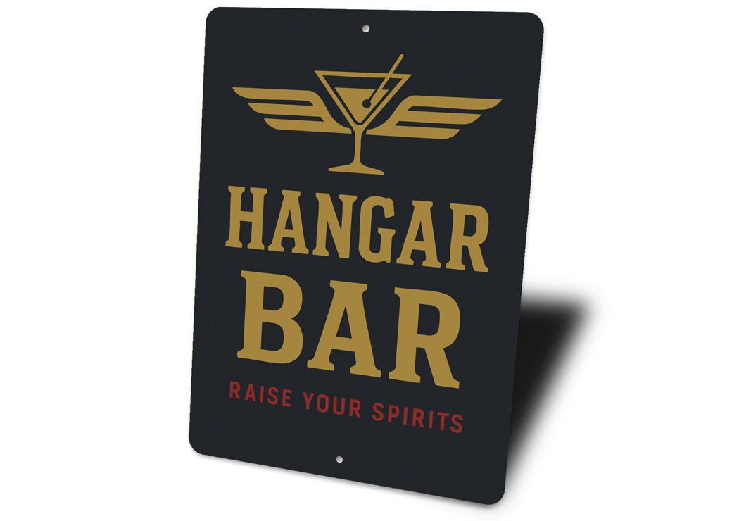 Hangar Bar Raise Your Spirits Cocktail With Wings Sign