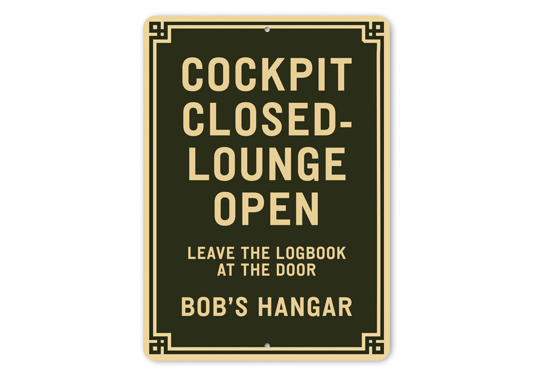 Personalized Hangar Cockpit Closed-Lounge Open Sign
