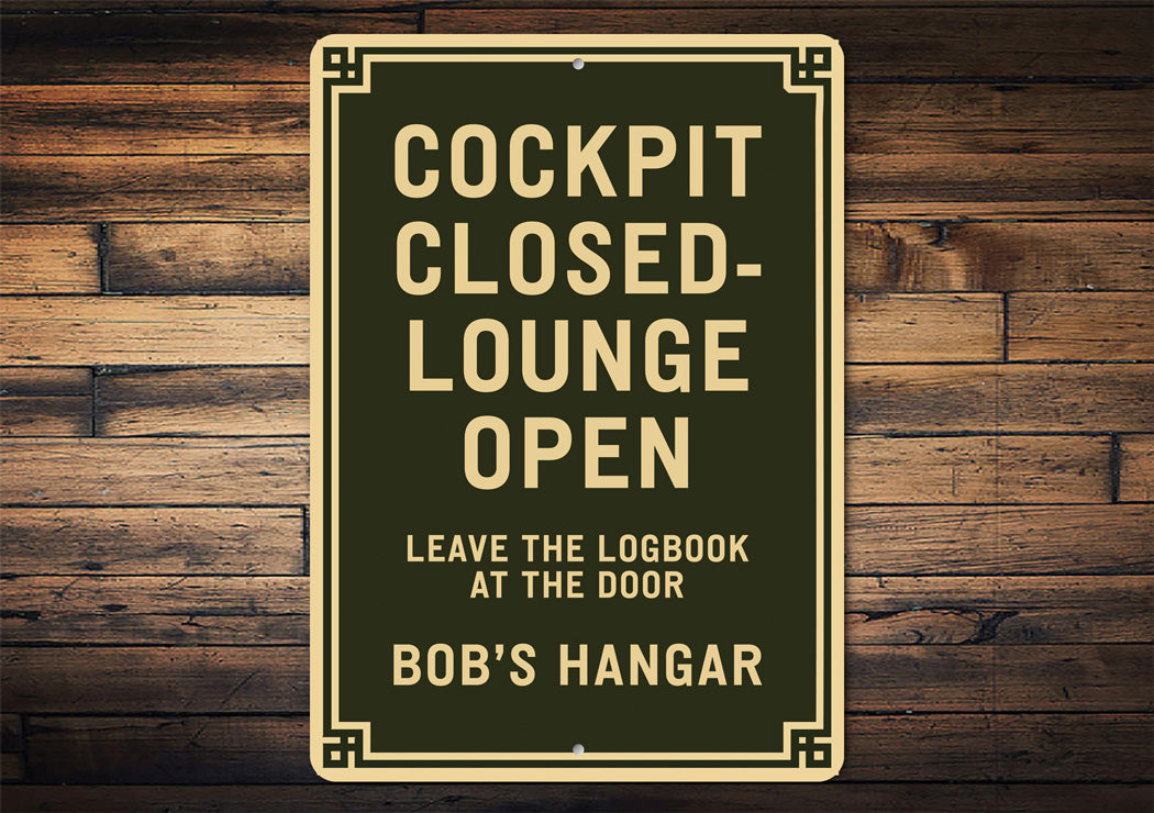 Personalized Hangar Cockpit Closed-Lounge Open Sign