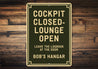 Personalized Hangar Cockpit Closed-Lounge Open Sign