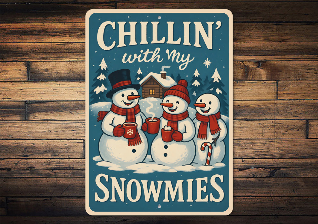 Chillin With My Snowmies Snowmen With Cocoa Sign