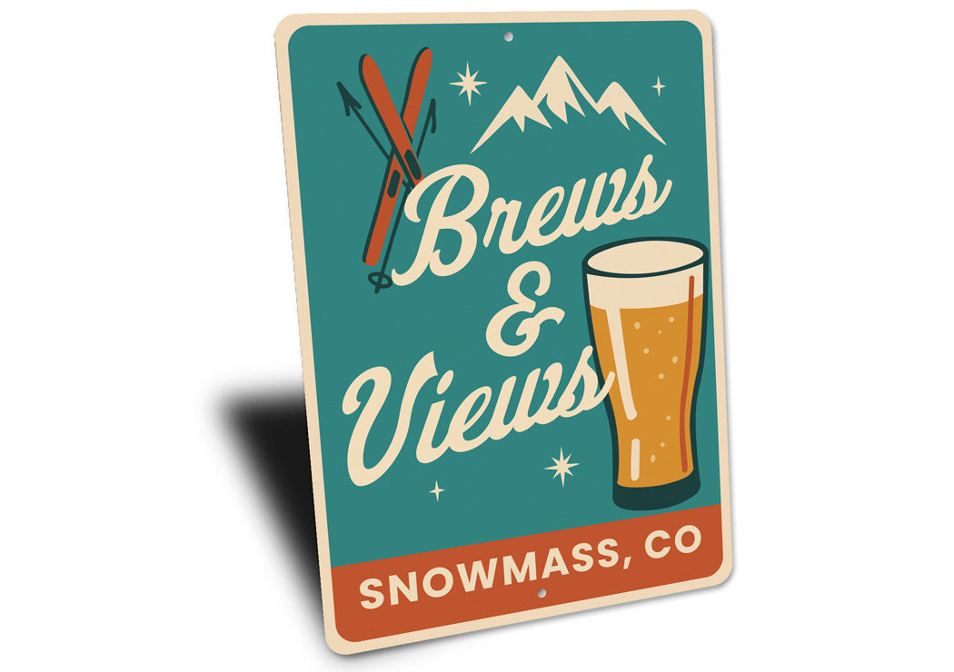 Brews And Views Snowmass Village Colorado Ski Sign