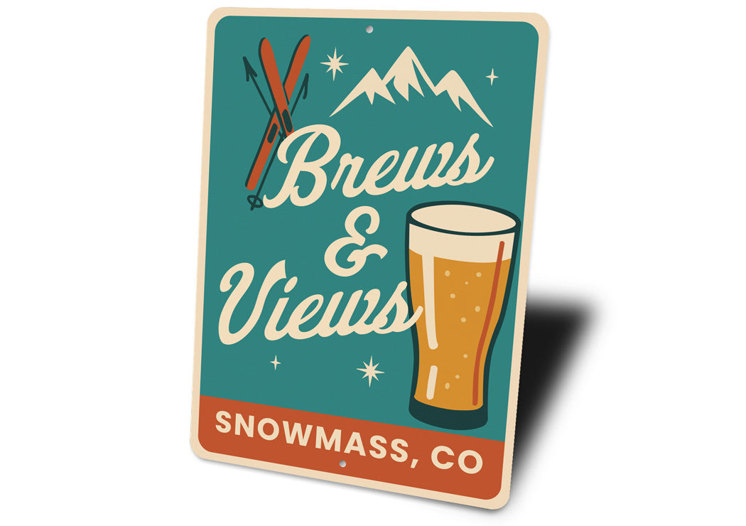 Brews And Views Snowmass Village Colorado Ski Sign