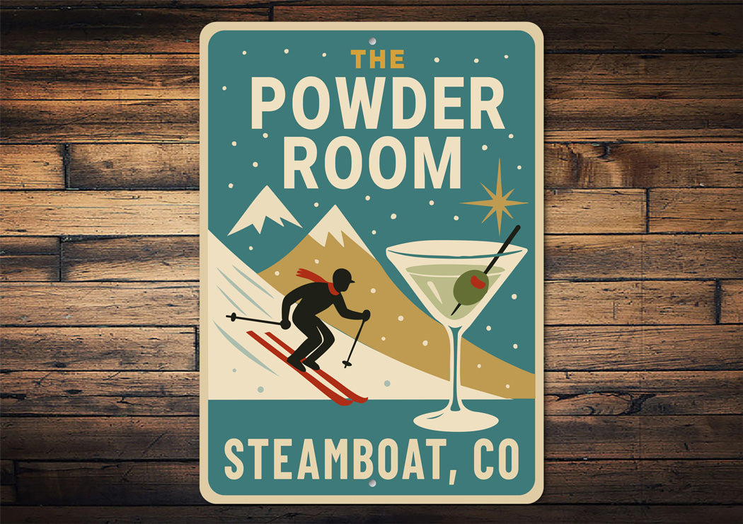 The Powder Room Ski And Cocktails Steamboat Colorado Sign