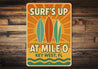 Surf's Up At Mile 0 Surf Shack Retro Style Key West Sign