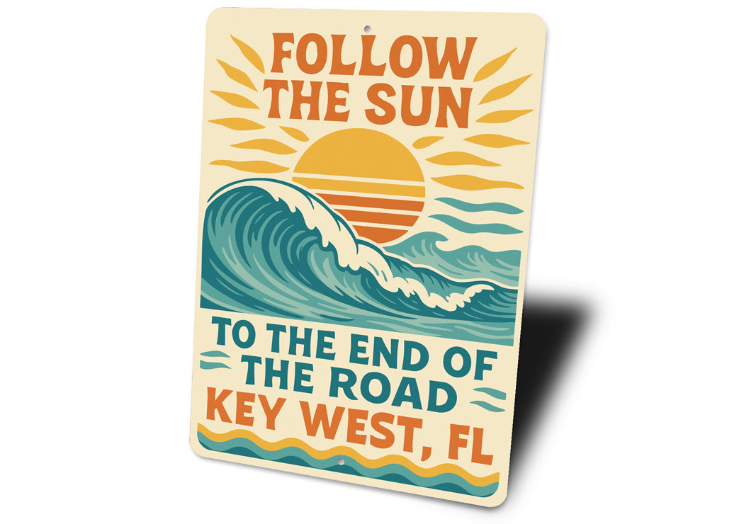 Keywest Follow The Sun Retro Surf Poster Sign
