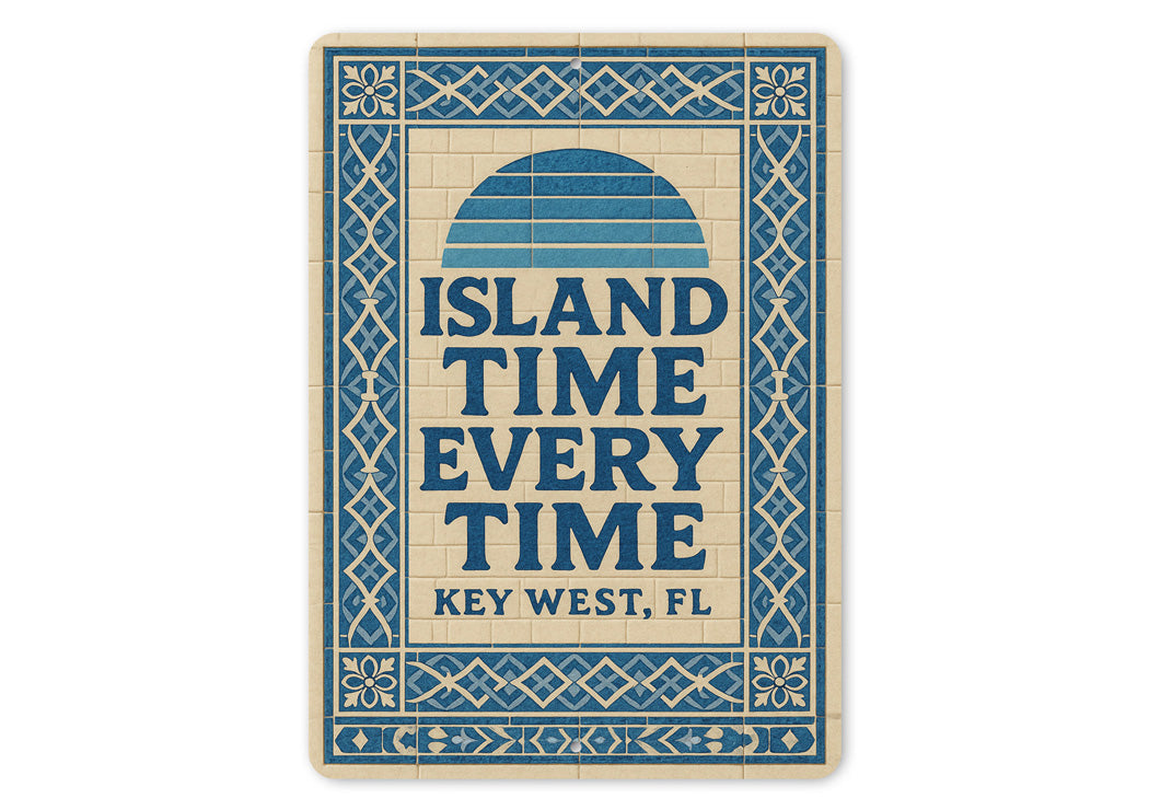 Key West Island Time Every Time Mediterranean Tile Sign