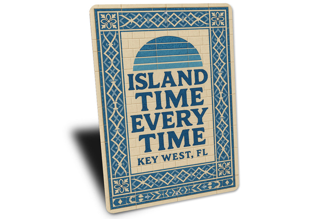 Key West Island Time Every Time Mediterranean Tile Sign