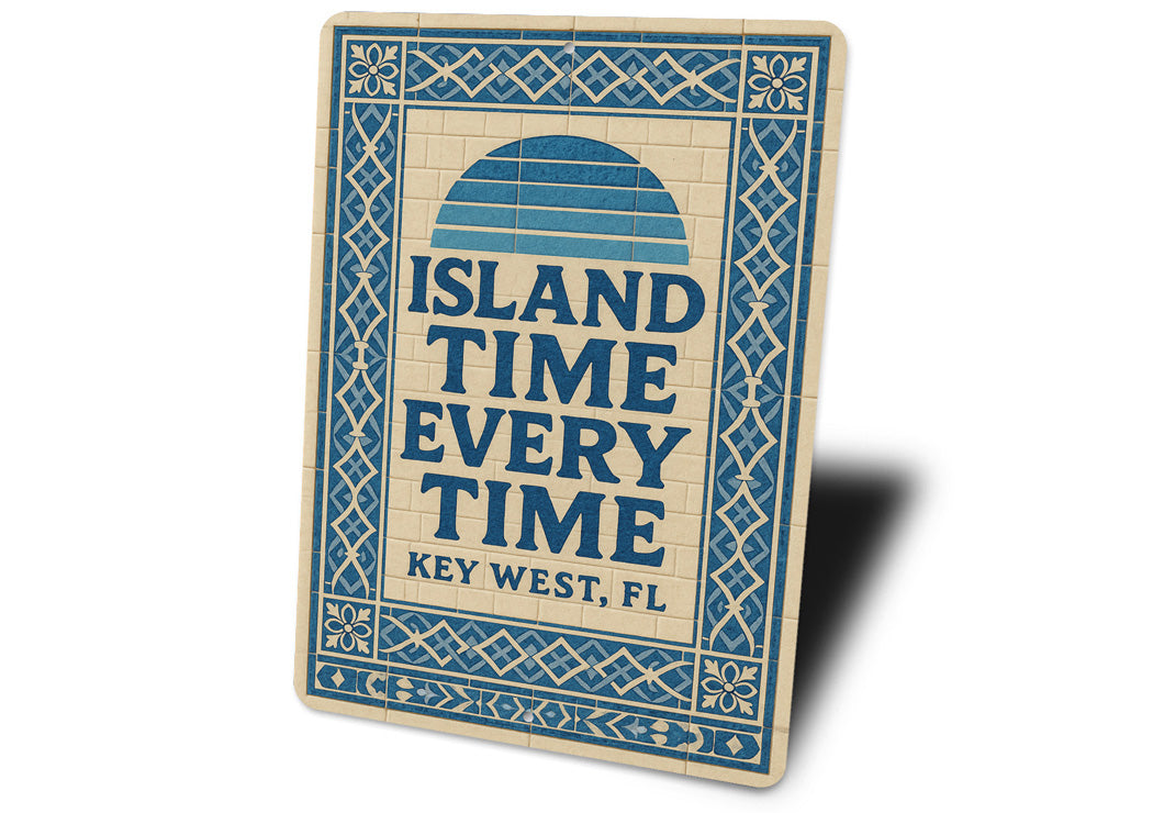 Key West Island Time Every Time Mediterranean Tile Sign