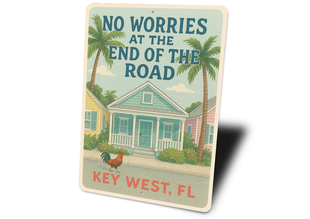No Worries Key West Rooster Conch Cottage Sign