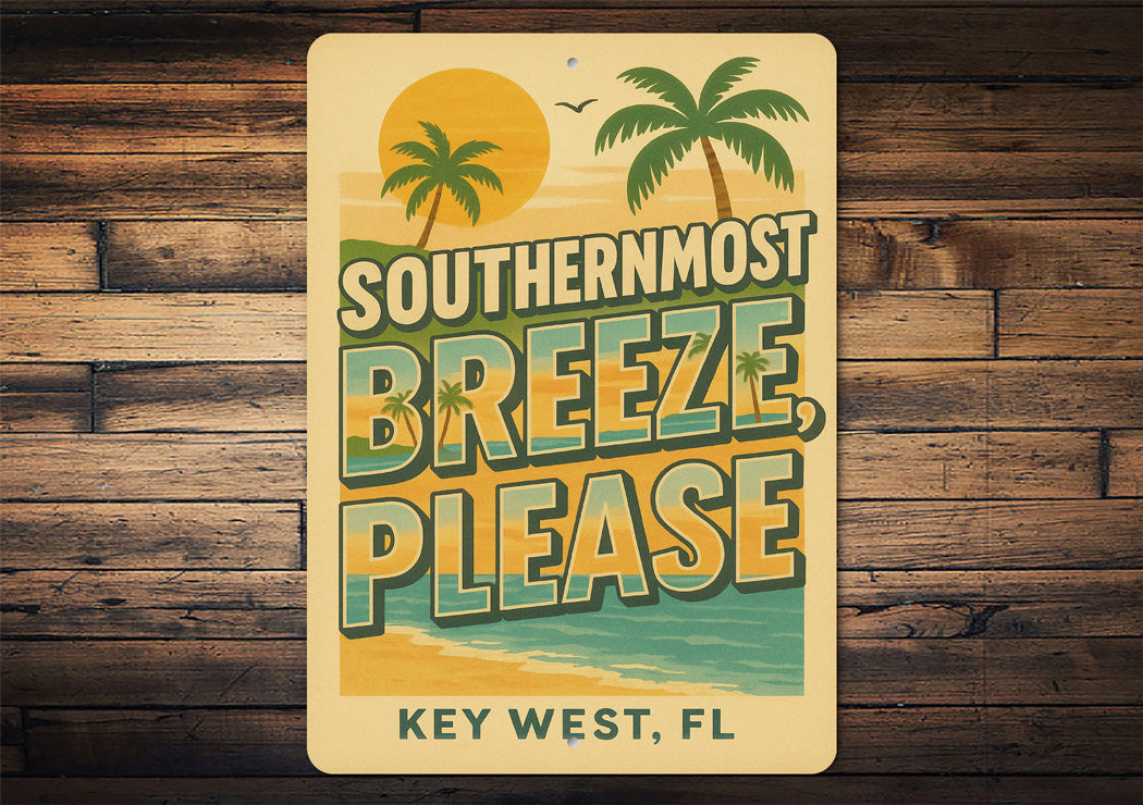 Key West Southernmost Breeze Please Vintage Beach Sign