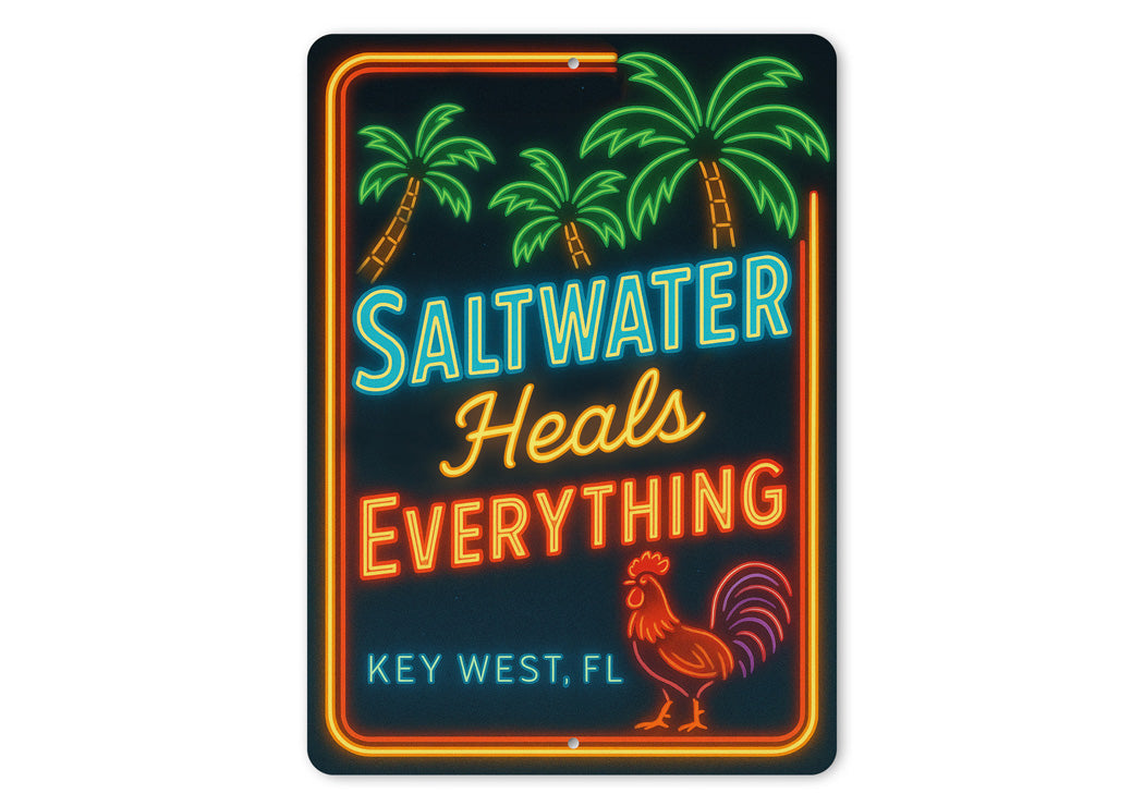 Saltwater Heals Everything Key West Retro Neon Sign