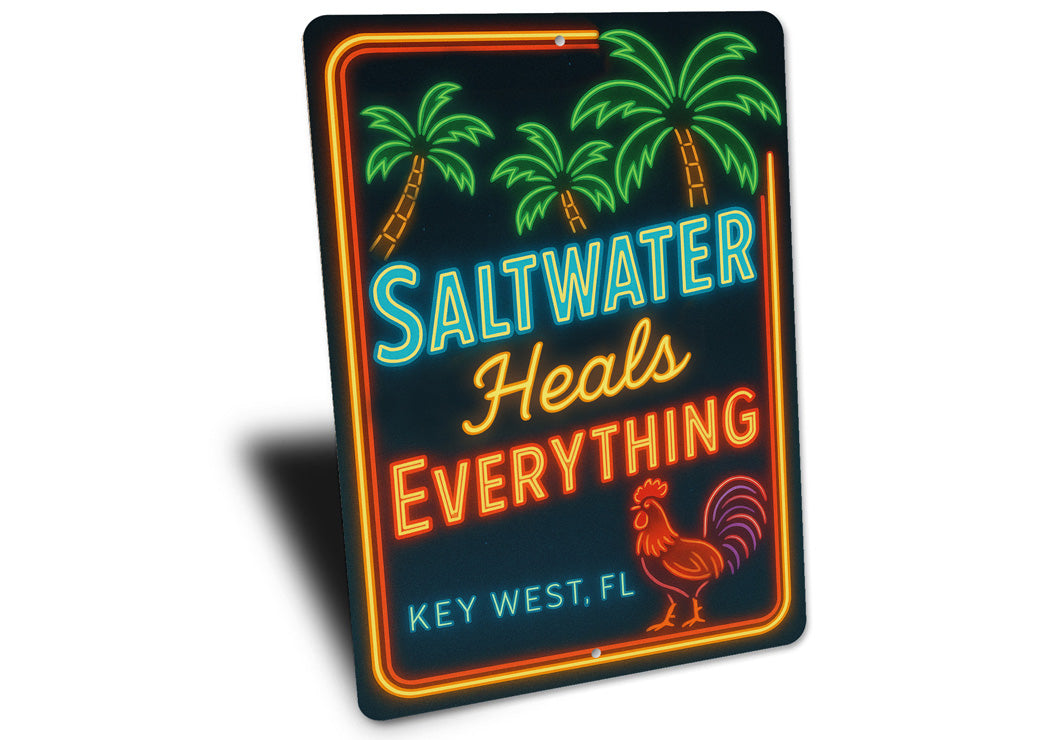 Saltwater Heals Everything Key West Retro Neon Sign