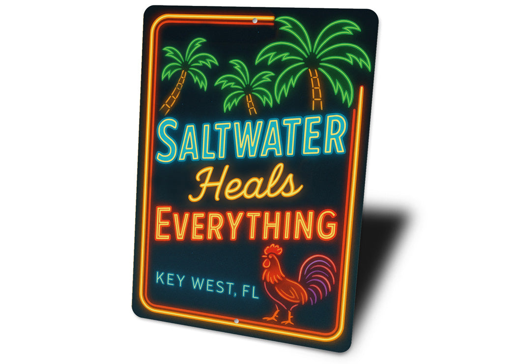 Saltwater Heals Everything Key West Retro Neon Sign