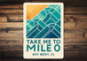 Take Me To Mile 0 Key West Geometric Waves Beach Sign