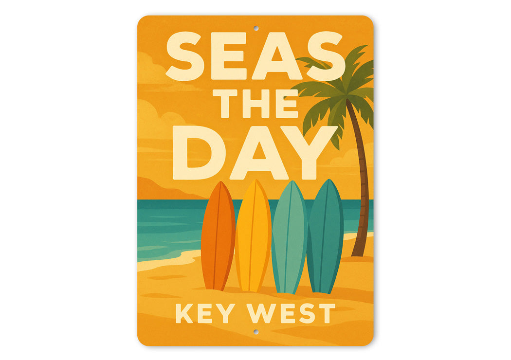 Seas The Day Key West Beach Surfer Sign