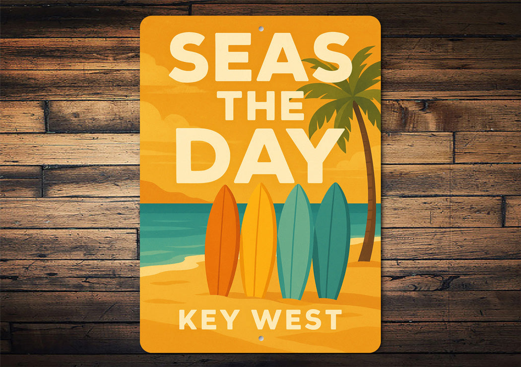 Seas The Day Key West Beach Surfer Sign
