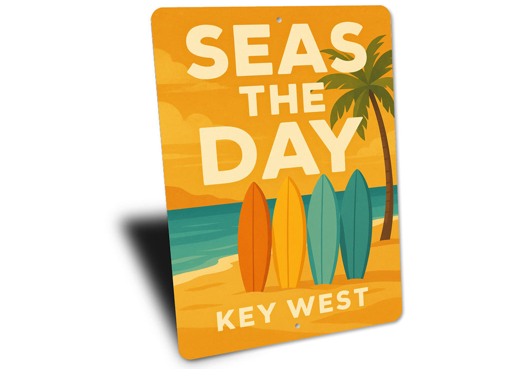 Seas The Day Key West Beach Surfer Sign