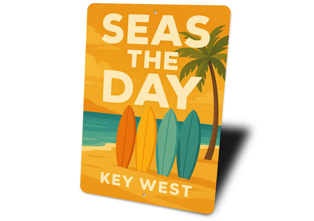 Seas The Day Key West Beach Surfer Sign