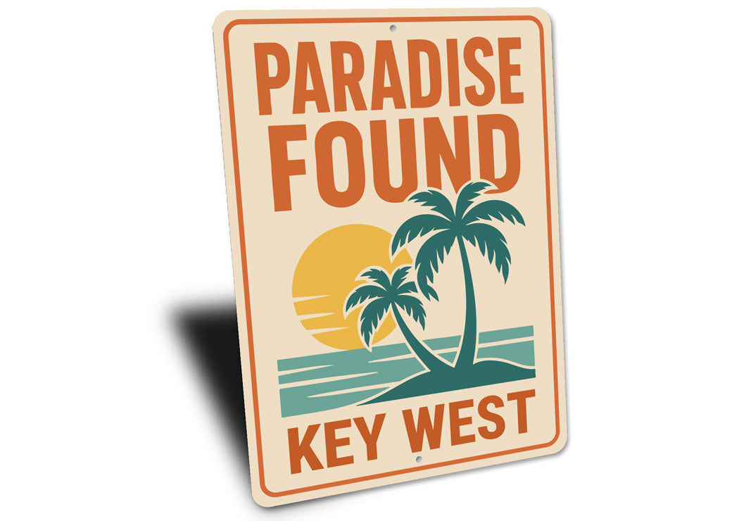 Paradise Found Beach Palms and Sunset Key West Sign