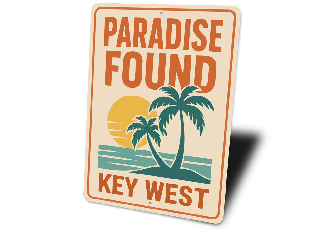 Paradise Found Beach Palms and Sunset Key West Sign