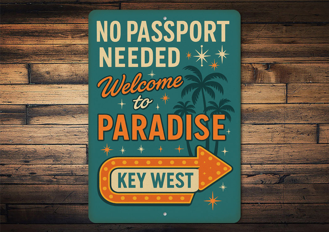 Welcome To Paradise Retro Boardwalk Key West Sign