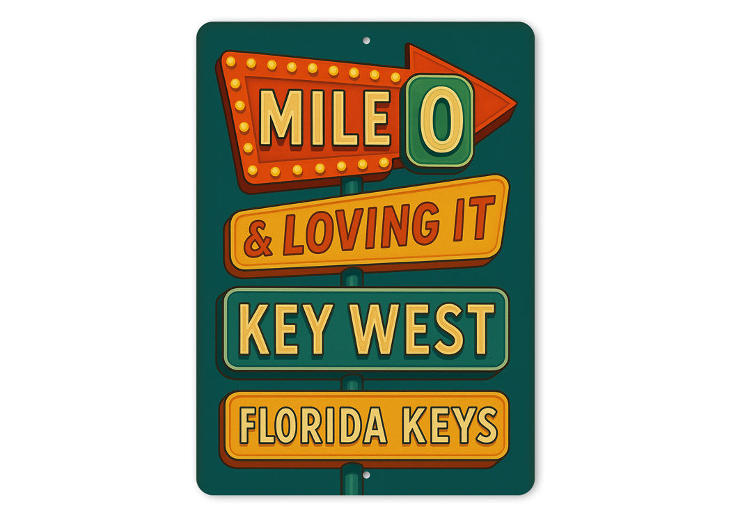 Mile 0 & Loving It Key West Retro Motel Sign