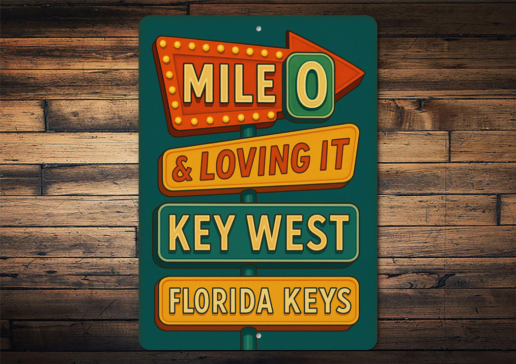 Mile 0 & Loving It Key West Retro Motel Sign
