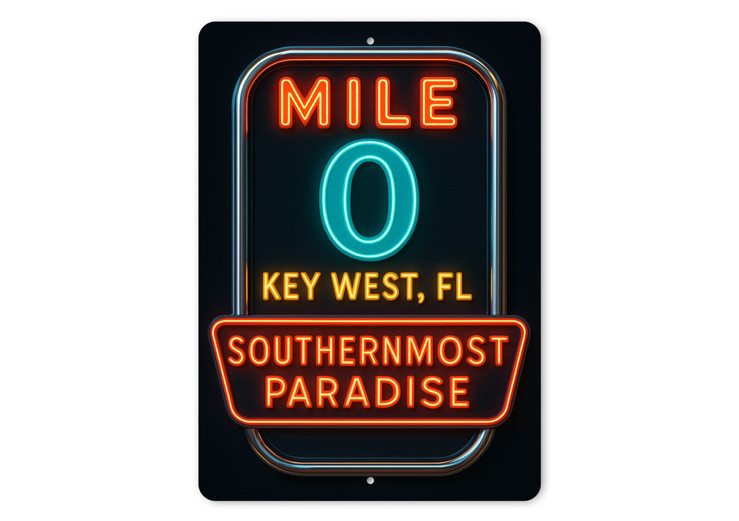 Mile 0 Southernmost Paradise Key West Neon Style Sign