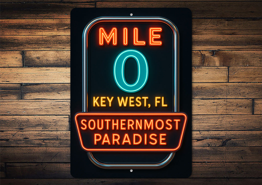 Mile 0 Southernmost Paradise Key West Neon Style Sign