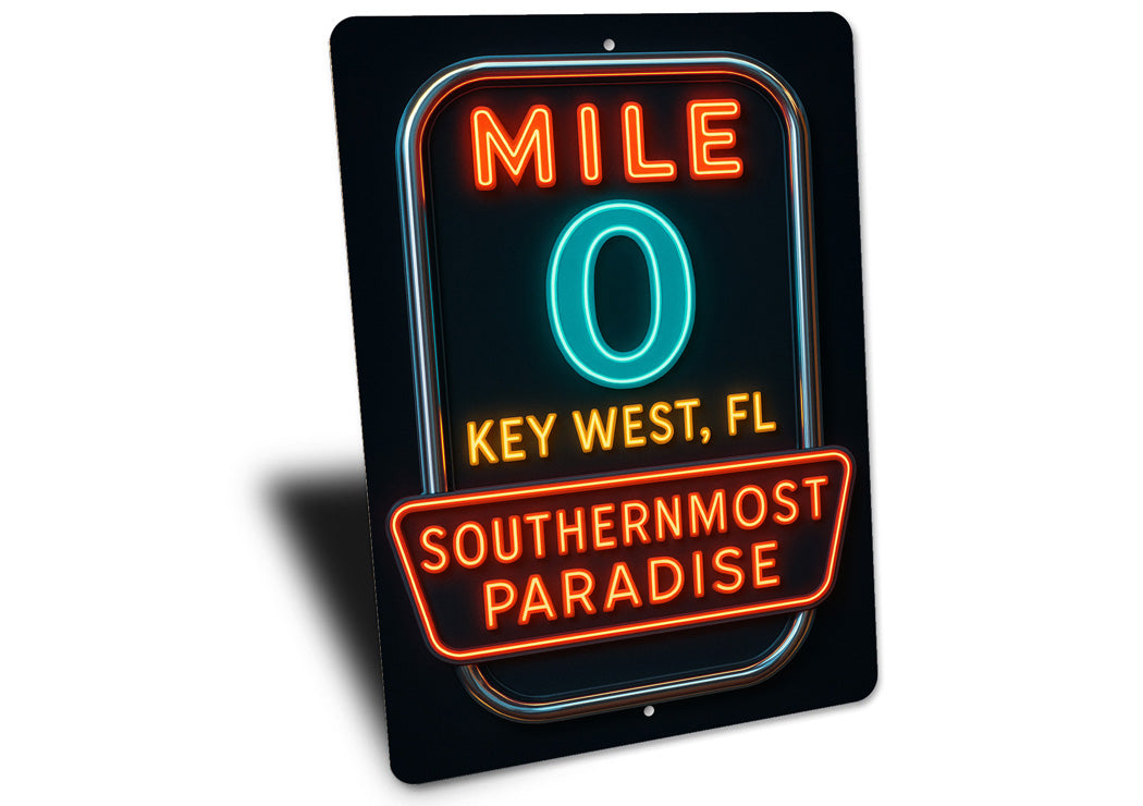 Mile 0 Southernmost Paradise Key West Neon Style Sign