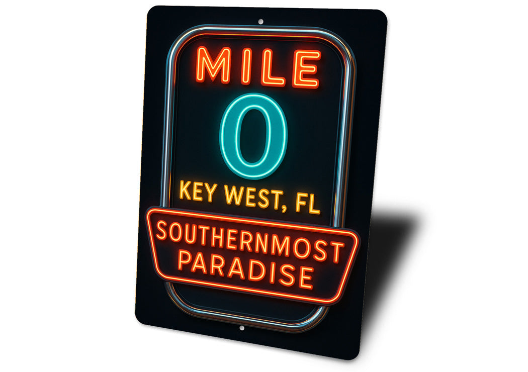 Mile 0 Southernmost Paradise Key West Neon Style Sign
