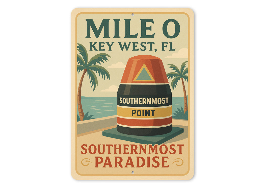 Mile 0 Southernmost Paradise Nostalgic 1920s Key West Sign