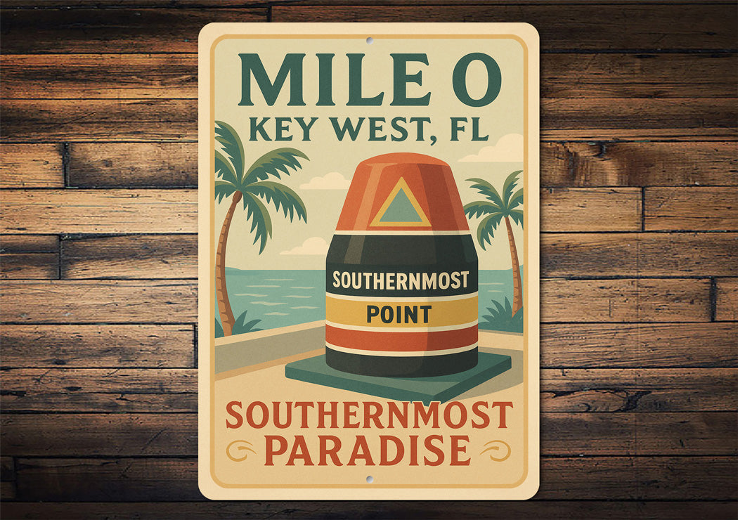 Mile 0 Southernmost Paradise Nostalgic 1920s Key West Sign