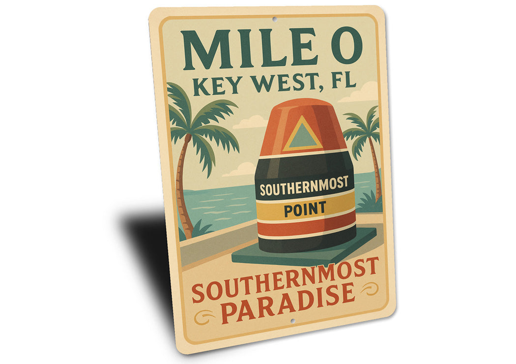 Mile 0 Southernmost Paradise Nostalgic 1920s Key West Sign