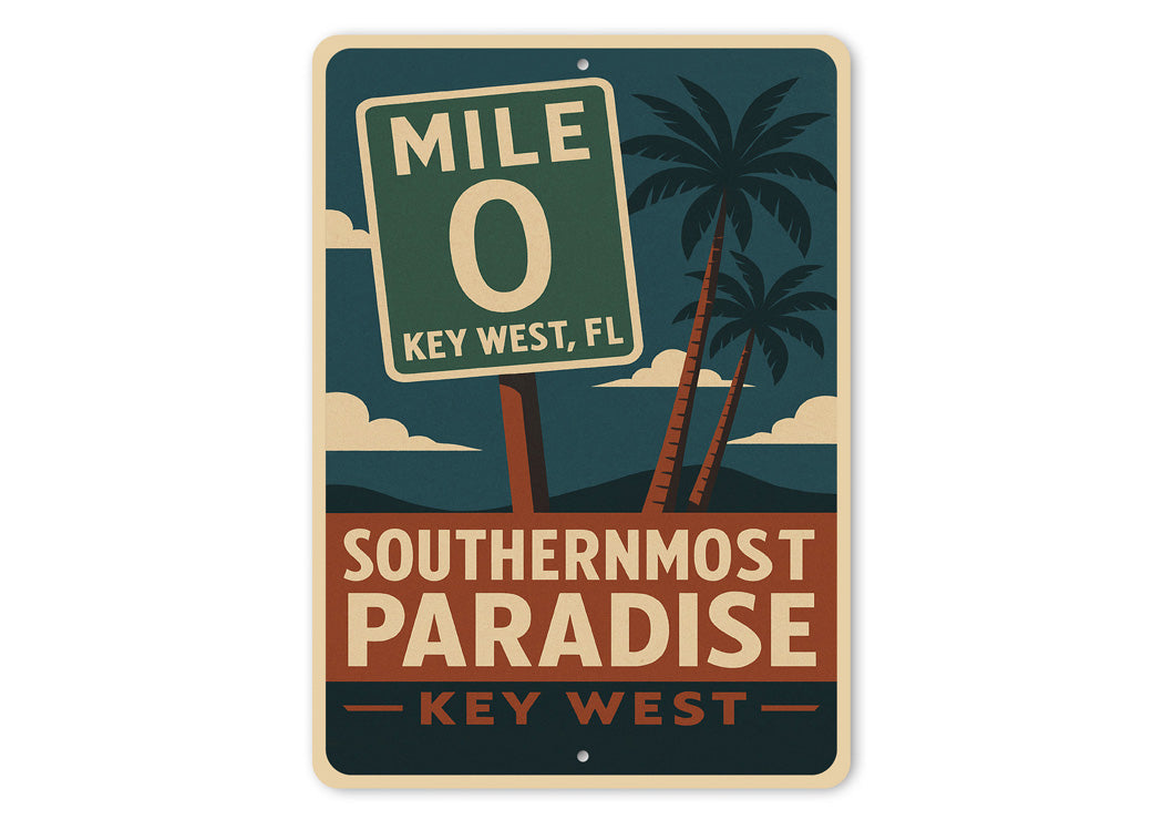 Mile 0 Southernmost Paradise Key West Palms Sign