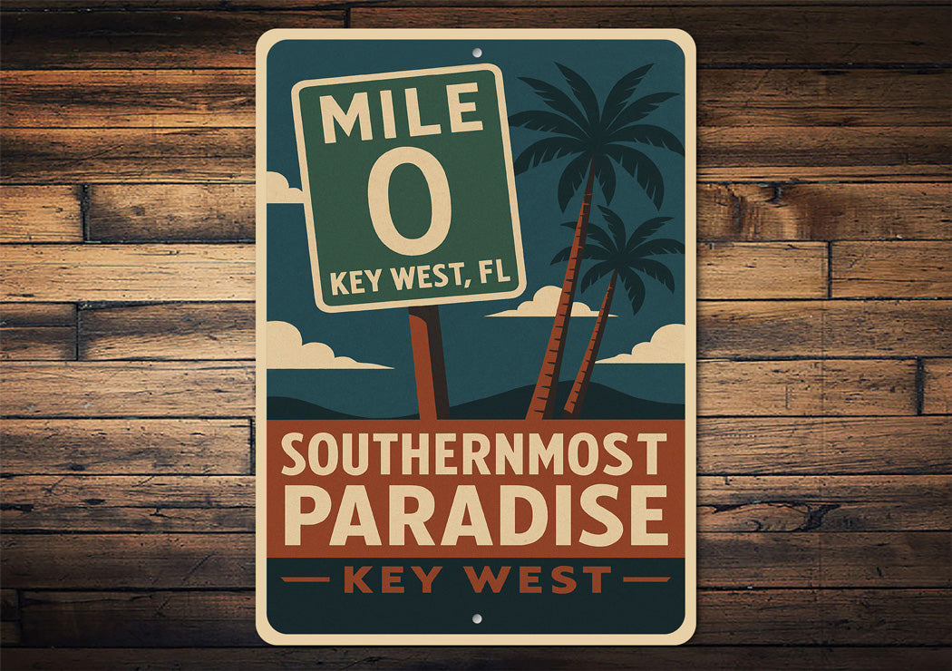 Mile 0 Southernmost Paradise Key West Palms Sign