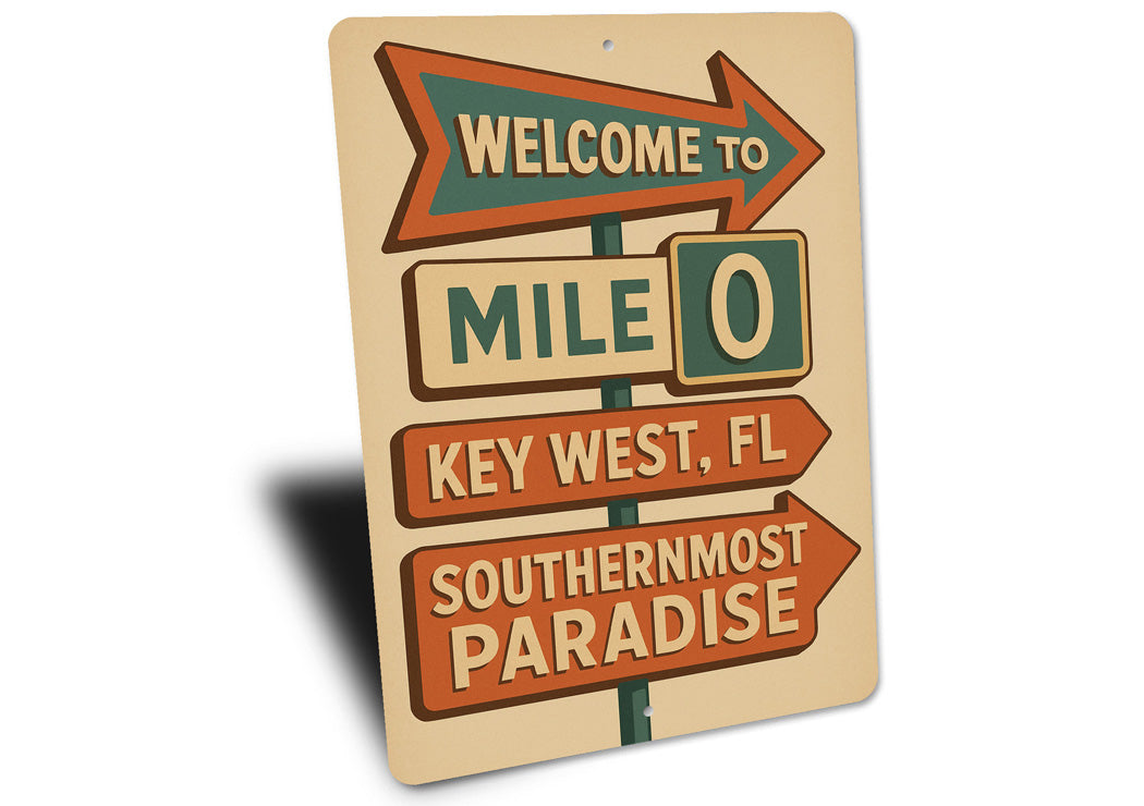 Welcome To Mile 0 Key West Retro Motel Sign