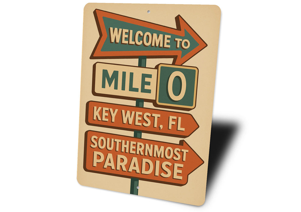 Welcome To Mile 0 Key West Retro Motel Sign